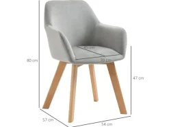 HOMCOM Esszimmerstühle 2er Set mit Gummierten Holzbeinen