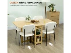 HOMCOM Esszimmerstühle Polyester Stahl 49L x 47B x 85H cm Weiß