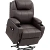 HOMCOM Sessel^Fernsehsessel mit Aufstehhilfe Kunstleder Schaumstoff Kaffee-Braun