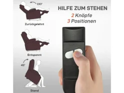 HOMCOM Sessel^Fernsehsessel mit Aufstehhilfe Kunstleder Schaumstoff Kaffee-Braun