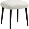 HOMCOM Hocker^Fußhocker mit Kaschmir-Optik Stahlbeine Cremeweiß 42 x 42 x 47 cm