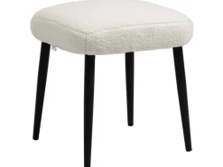 HOMCOM Hocker^Fußhocker mit Kaschmir-Optik Stahlbeine Cremeweiß 42 x 42 x 47 cm