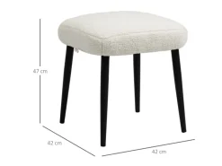 HOMCOM Hocker^Fußhocker mit Kaschmir-Optik Stahlbeine Cremeweiß 42 x 42 x 47 cm