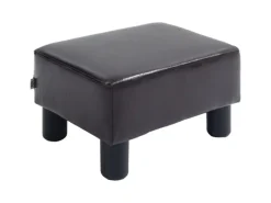 HOMCOM Hocker^Fußhocker Rückenfreier Chesterfield aus Kunstleder Braun 40 x 30 x 24 cm