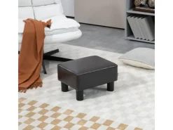 HOMCOM Hocker^Fußhocker Rückenfreier Chesterfield aus Kunstleder Braun 40 x 30 x 24 cm