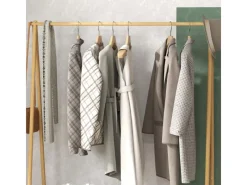 HOMCOM Garderoben^Garderobenständer Bambus Naturholz 116L x 43,5B x 160H cm