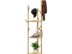 HOMCOM Garderobenständer Bambus 45L x 45B x 170H cm Naturholz