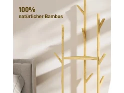 HOMCOM Garderobenständer Bambus 45L x 45B x 170H cm Naturholz