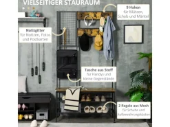 HOMCOM Garderobenständer mit Sitzbank für Eingangsbereich Flur Rustikal-Braun