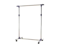 HOMCOM Garderobenständer mit Rollen Höhenverstellbar Edelstahl 86 x 45 x 95 cm