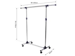 HOMCOM Garderobenständer mit Rollen Höhenverstellbar Edelstahl 86 x 45 x 95 cm