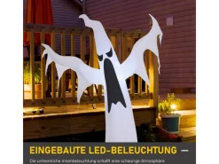 HOMCOM Halloween Aufblasbares Gespenst mit LEDs 130 x 30 x 180 cm
