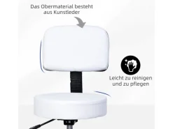 HOMCOM Hocker^Höhenverstellbarer Arbeitshocker mit Lehne Drehbar Ø35 x 72-84 cm