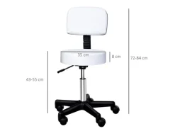 HOMCOM Hocker^Höhenverstellbarer Arbeitshocker mit Lehne Drehbar Ø35 x 72-84 cm