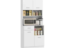 HOMCOM Schränke^Küchenschrank Hochschrank MDF Weiß 80L x 35B x 180H cm