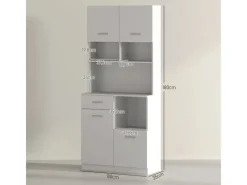 HOMCOM Schränke^Küchenschrank Hochschrank MDF Weiß 80L x 35B x 180H cm