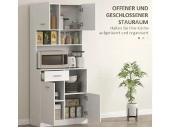 HOMCOM Schränke^Küchenschrank Hochschrank MDF Weiß 80L x 35B x 180H cm