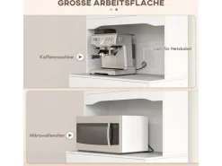 HOMCOM Küchenschrank Hochschrank Spanplatte Weiß 74,5L x 40B x 172H cm