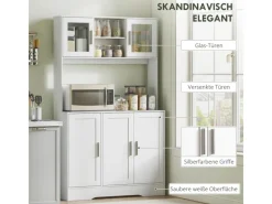 HOMCOM Küchenschrank Spanplatte MDF 108L x 35B x 180H cm Weiß