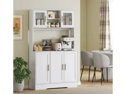 HOMCOM Küchenschrank Spanplatte MDF 108L x 35B x 180H cm Weiß