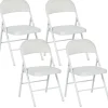 HOMCOM Stühle^Klappstuhl Stahl Kunstleder 46L x 45B x 78H cm Weiß