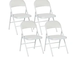 HOMCOM Stühle^Klappstuhl Stahl Kunstleder 46L x 45B x 78H cm Weiß