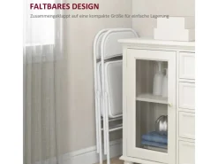 HOMCOM Stühle^Klappstuhl Stahl Kunstleder 46L x 45B x 78H cm Weiß
