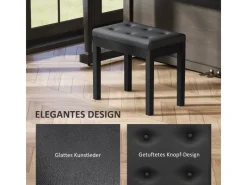 HOMCOM Hocker|Sitzbänke^Klavierbank Gummiholz Kunstleder 55L x 34B x 50H cm Schwarz