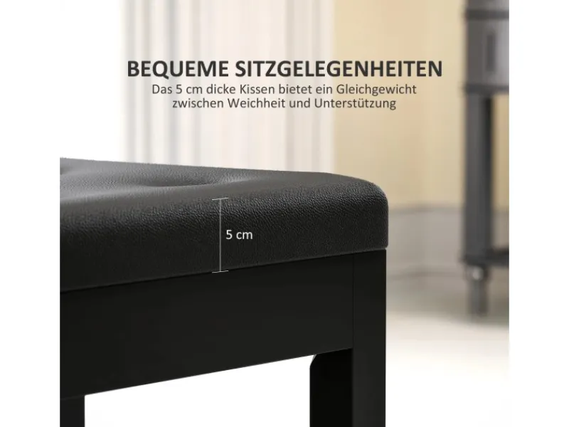 HOMCOM Hocker|Sitzbänke^Klavierbank Gummiholz Kunstleder 55L x 34B x 50H cm Schwarz