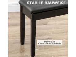 HOMCOM Sitzbänke^Klavierbank mit Stauraum Lederkissen Schwarz 75 x 35 x 49 cm