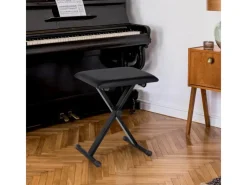 HOMCOM Sitzbänke|Hocker^Klavierhocker Höhenverstellbar Zusammenklappbar Schwarz 39 x 29 x 37-47cm