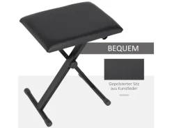 HOMCOM Sitzbänke|Hocker^Klavierhocker Höhenverstellbar Zusammenklappbar Schwarz 39 x 29 x 37-47cm