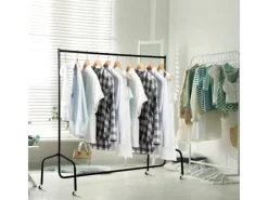 HOMCOM Garderoben^Kleiderständer Wäscheständer Rollgarderobe 150 x 60 x 170 cm