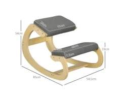 HOMCOM Stühle^Kniestuhl für Homeoffice Buchenholz Grau 54,5L x 85B x 54H cm