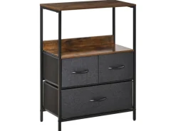 HOMCOM Sideboards^Kommode mit 3 Schubladen Aufbewahrungsschrank Kommodenschrank Schwarz