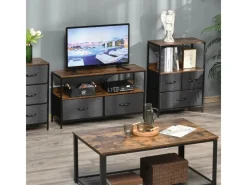 HOMCOM Sideboards^Kommode mit 3 Schubladen Aufbewahrungsschrank Kommodenschrank Schwarz