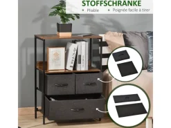 HOMCOM Sideboards^Kommode mit 3 Schubladen Aufbewahrungsschrank Kommodenschrank Schwarz