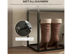 HOMCOM Konsolentisch mit 2 Ebenen Kippschutz Stahl 90 x 30 x 75 cm Schwarz