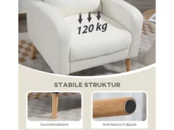 HOMCOM Sessel^Loungesessel Sessel mit Lendenkissen Gepolstert Polstersessel Weiß