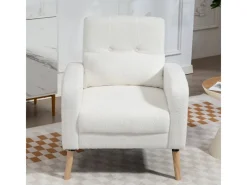 HOMCOM Sessel^Loungesessel Sessel mit Lendenkissen Gepolstert Polstersessel Weiß