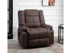 HOMCOM Sessel^Massagesessel Elektrisch Kunstleder Holz Stahl Braun 94 x 99 x 99 cm