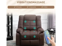 HOMCOM Sessel^Massagesessel Elektrisch Kunstleder Holz Stahl Braun 94 x 99 x 99 cm
