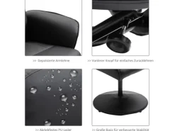 HOMCOM Massagesessel mit Fußhocker Stauraum Liegefunktion Schwarz 76 x 81 x 105 cm