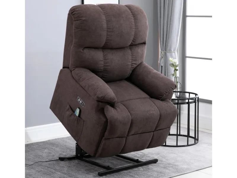 HOMCOM Sessel^Massagesessel Polyester Holz Metall Schaumstoff Braun 83B x 95T x 105H cm