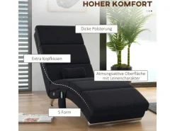 HOMCOM Sessel^Relaxliege mit Massagefunktion Polyester Stahl 168L x 56B x 84H cm Schwarz