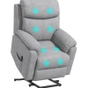 HOMCOM Relaxsessel Elektrisch mit Aufstehhilfe 5 Massagemodi Liegefunktion für Wohnzimmer Grau