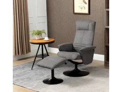 HOMCOM Hocker^Relaxsessel mit Hocker Drehbar bis 150 kg Belastbar