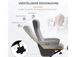 HOMCOM Hocker^Relaxsessel mit Hocker Drehbar bis 150 kg Belastbar