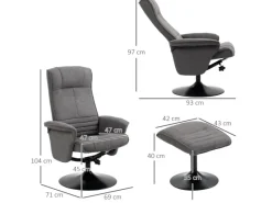 HOMCOM Hocker^Relaxsessel mit Hocker Drehbar bis 150 kg Belastbar