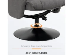 HOMCOM Hocker^Relaxsessel mit Hocker Drehbar bis 150 kg Belastbar